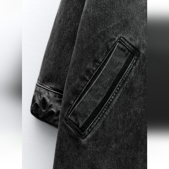 ZARA Denim Trench Coat Jacket Long Oversized Size L/XL - Picture 4 of 11